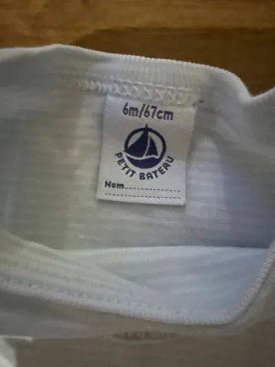 Petit Bateau Baby Body Langarm Gestreift Blau Baumwolle Gr. 67