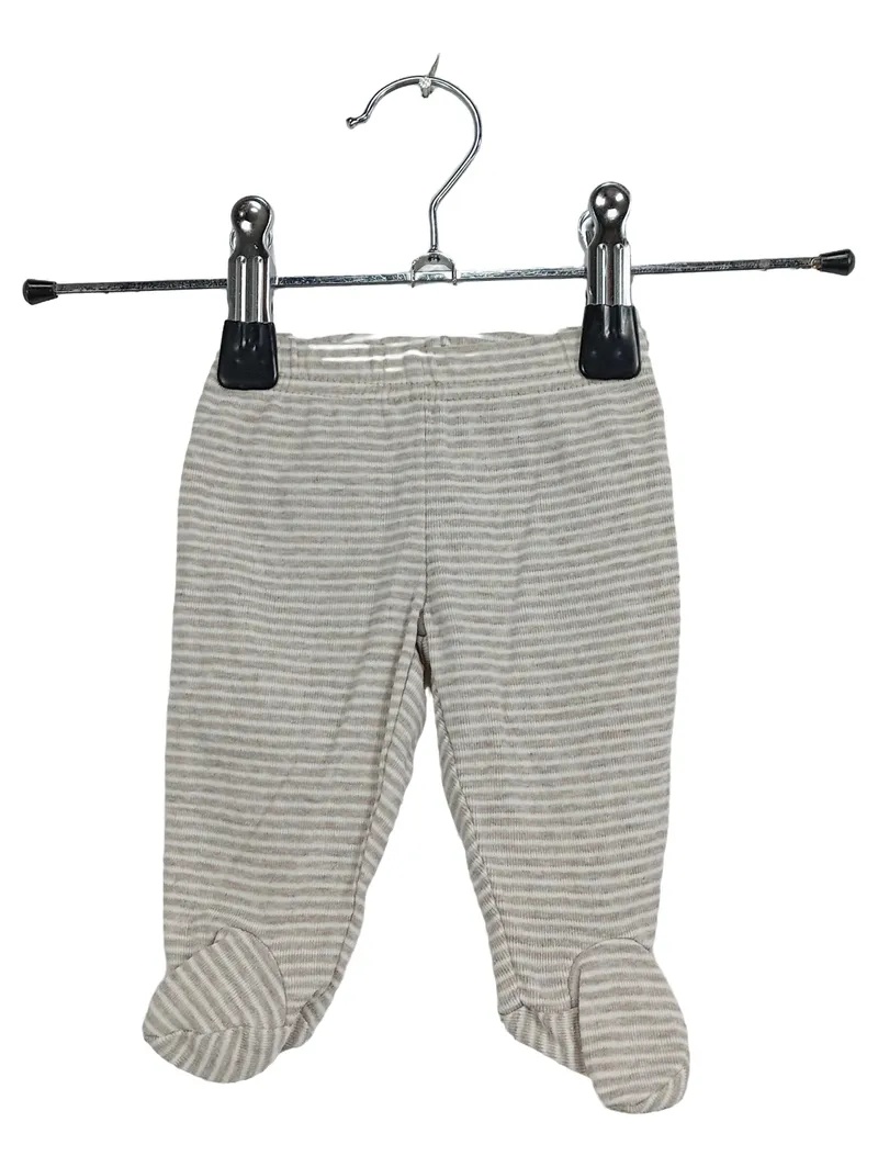 Carter's Baby Jogginghose Stramplerhose mit Füßen Gestreift Beige Gr. 44 1