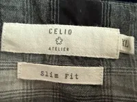 Celio Freizeithemd Herren Gr. 52;XL Grau Kariert Langarm Slim Fit 2