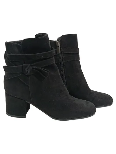 Andrea Puccini Damen Stiefeletten Schleife Wildleder Schwarz Gr. 36