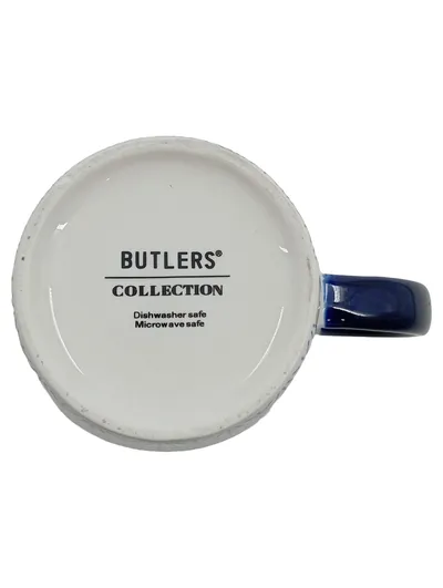 BUTLERS Kaffeebecher Tasse geometrisches Muster Blau Weiß 300ml Keramik