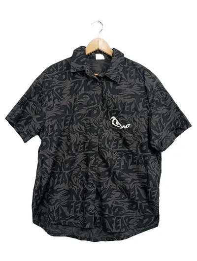 No Fear x H&M Freizeithemd Kurzarm Herren XS Schwarz Abstrakt