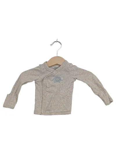 Carter's Baby Body Langarmshirt Wickelshirt Beige Meliert Elefant Gr. 44 NB