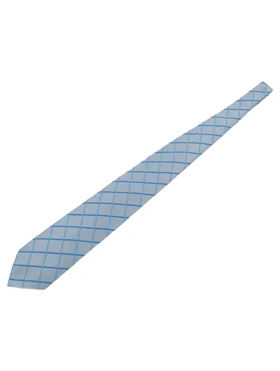 Santini Krawatte Herren kariert hellblau Business 144cm x 10cm
