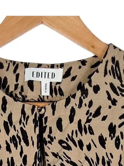 EDITED Damen Kleid Leo-Muster Gr. 36, S Beige Langarm Tunika Animal