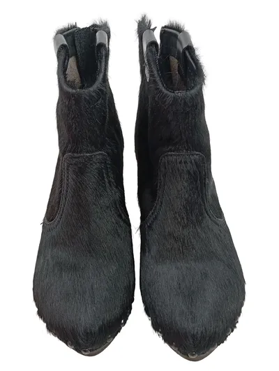 Softclox Damen Stiefelette Ponyfell Holzabsatz Schwarz Gr. 36