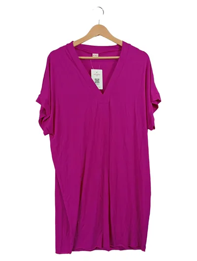 Eres Freizeitkleid Damen Gr. 40 L Pink V-Ausschnitt Kurzarm Casual