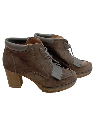 Gadea Damen Stiefelette Schnürer Fransen Wildleder Braun Gr. 36 Made in Spain