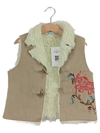 Alive Kinder Fellweste Gr. 116 Beige Elefanten Stickerei Bohemian 1