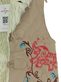 Alive Kinder Fellweste Gr. 116 Beige Elefanten Stickerei Bohemian 3