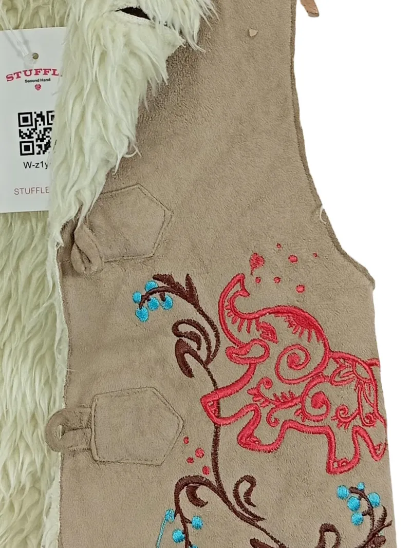Alive Kinder Fellweste Gr. 116 Beige Elefanten Stickerei Bohemian 3