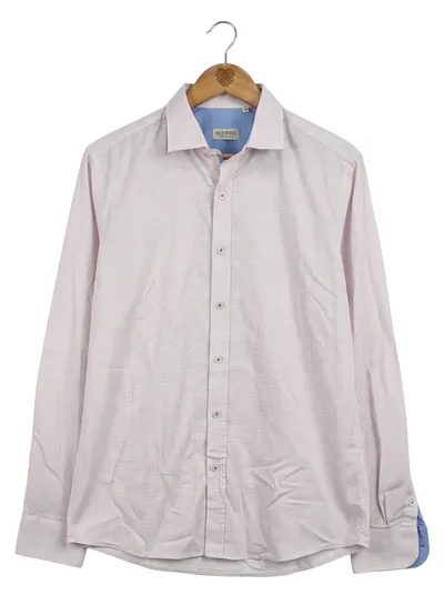 Old Ridel Herren Business Hemd Rosa Gepunktet Gr. 50;L Langarm Baumwolle