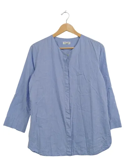 Insieme Damen Bluse Langarm Gr. 40 Hellblau Baumwolle Minimal