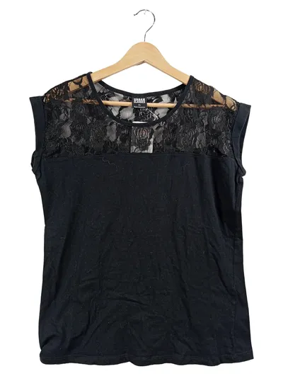 Urban Classics Damen Spitzen Top Kurzarm Schwarz Gr. 42, XL