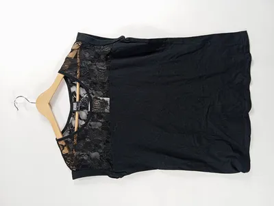 Urban Classics Damen Spitzen Top Kurzarm Schwarz Gr. 42, XL