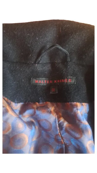Krinès Berlin Damen Wollmantel Schwarz Gr. 36 S Klassisch