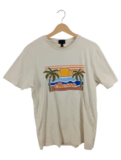 ellesse Herren T-Shirt Palmen-Print Logo Beige Gr. 50;L Casual Baumwolle