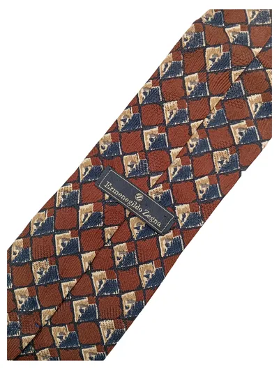 Ermenegildo Zegna Krawatte Herren Seide Braun Geometrisch Elegant 148cm