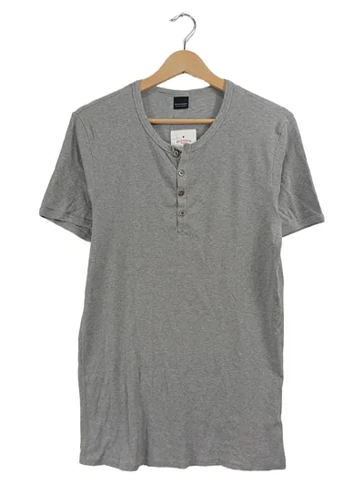 Schiesser Herren Henley T-Shirt Grau Gr. 52, XL Basic