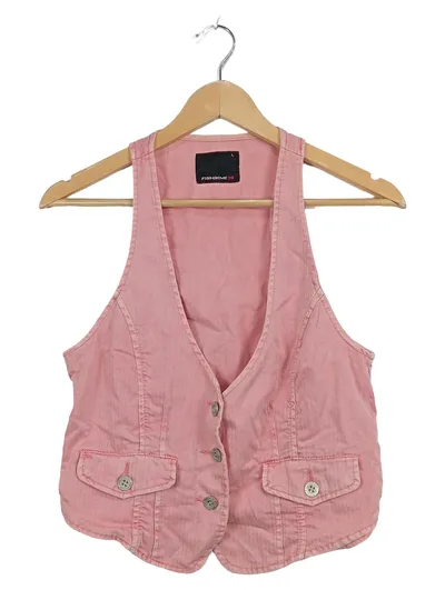 Fishbone Damen Weste Rosa Gr. L Baumwolle Casual Knopfleiste