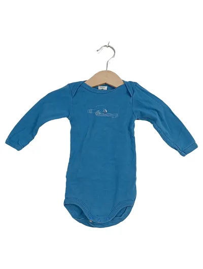 Petit Bateau Baby Body Langarm Blau Gr. 67, 68 Maritim Baumwolle