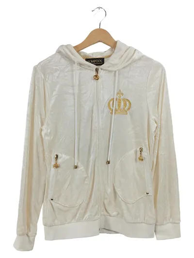 POMPÖÖS Harald Glööckler Hoodie Samt Krone Weiß Gold Gr. 36/S