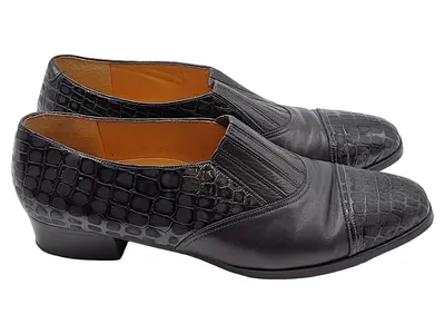 Schneider Schuh-Manufaktur Damen Slipper Leder Kroko Gr. 39 Schwarz Elegant