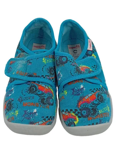 Superfit Hausschuhe Kinder Monster Truck Blau Gr. 25 Klettverschluss