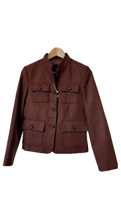 MANGO Damen Kurzmantel Wollmantel Braun Gr. 36 S Klassisch