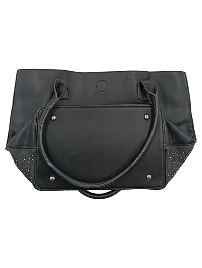 L.CREDI Damen Henkeltasche Shopper Schwarz Leder Strass Schmetterling