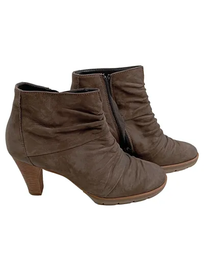 Paul Green Stiefelette Damen Gr. 36 Leder gerafft Absatz Braun München