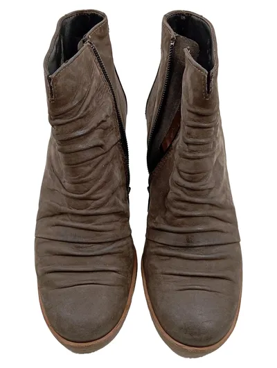 Paul Green Stiefelette Damen Gr. 36 Leder gerafft Absatz Braun München