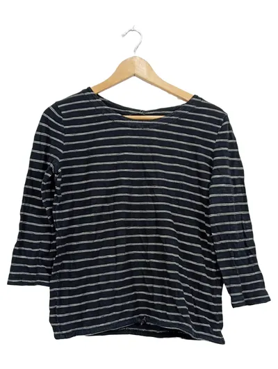 Marc O'Polo Langarmshirt Damen XS Schwarz Gestreift Baumwolle 3/4-Arm
