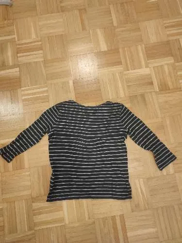 Marc O'Polo Langarmshirt Damen XS Schwarz Gestreift Baumwolle 3/4-Arm