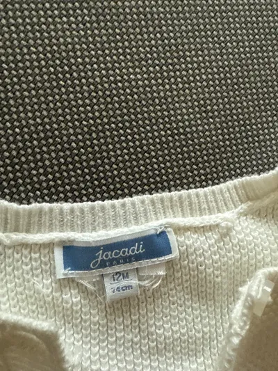 Jacadi Paris Strickjacke Baby Gr. 74 Beige Baumwolle Klassisch