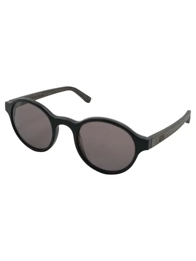 Sonnenbrille Damen Herren Rund Retro Holzbügel Schwarz UV400