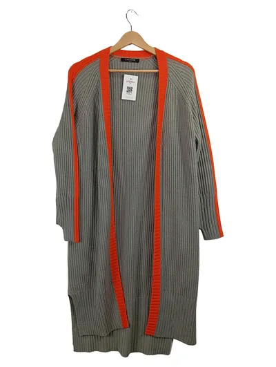 CATNOIR Damen Strickjacke Long Cardigan Gr. 36 Grau Orange Wolle