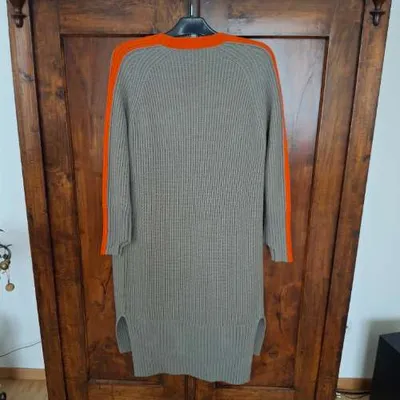 CATNOIR Damen Strickjacke Long Cardigan Gr. 36 Grau Orange Wolle