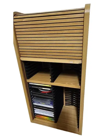 Deja CD Regal Holz mit Rollade Buche CD Aufbewahrung Schrank
