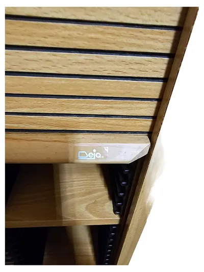 Deja CD Regal Holz mit Rollade Buche CD Aufbewahrung Schrank