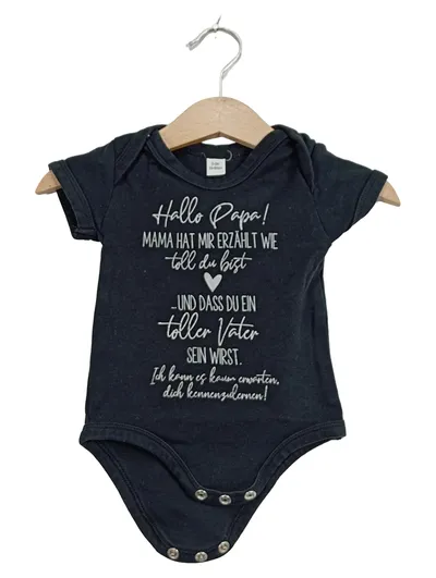 Babybugz Baby Body Hallo Papa! Schwarz Gr. 53x60 Baumwolle