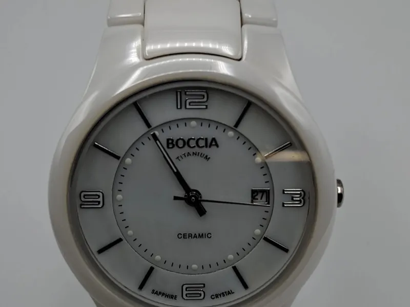Boccia Titanium Damenuhr Keramik Weiß Elegant Saphirglas Datumsanzeige 3