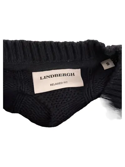 Lindbergh Herren Pullover Zopfstrickmuster Blau Gr. S Baumwolle