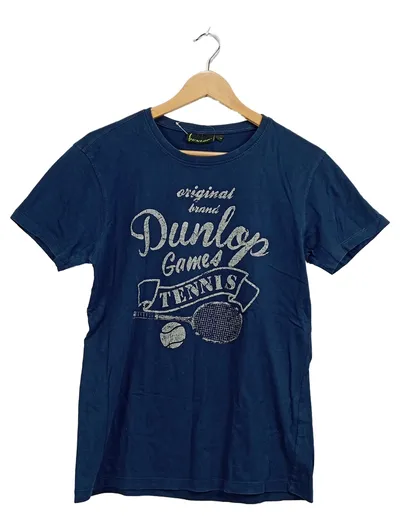 Dunlop Herren T-Shirt Blau Gr. 50 L Tennis Sport Freizeit Baumwolle