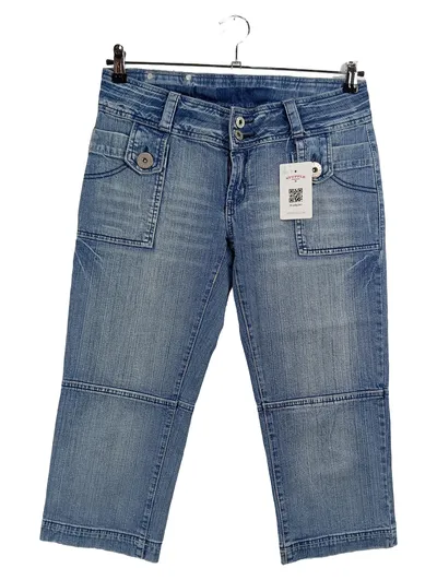 Fishbone Damen Capri Jeans Regular Fit Blau Gr. 30 W30