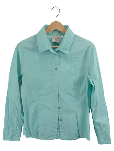 Chiemsee Bluse Damen Gr. 40 L Blau Baumwolle Langarm Casual