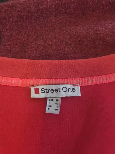 Street One Damen Langarm Shirt V-Ausschnitt Rot Gr. 38 M Basic Modal