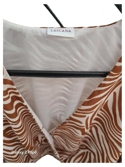 LASCANA Damen Bluse Zebra-Muster Braun Gr. 36 S Langarm