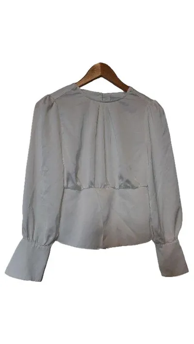 Anna Field Damen Bluse Langarmshirt Weiß Elegant Gr. 36 S