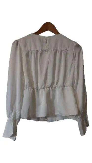 Anna Field Damen Bluse Langarmshirt Weiß Elegant Gr. 36 S 2